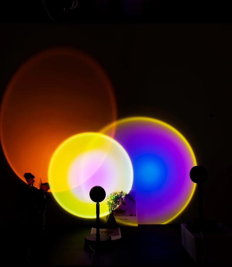 Залез Проектор Лампа Дъгова Атмосфера Led нощна светлина за Дома Спалня Кафене Фон Монтиране на Украса USB Настолна Лампа Изображение 3