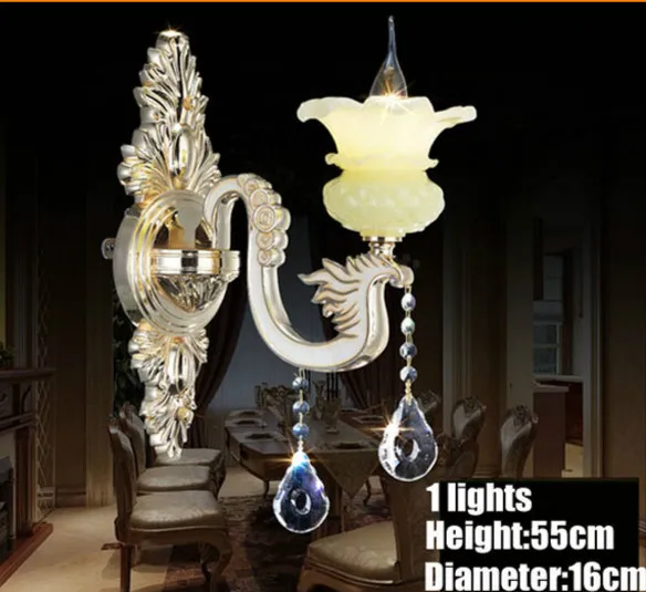 Европейският цинк сплав Луксозен Кристална Лампа E14 led монтиран на стената лампа, спалня нощна лампа преминаване мрамор, с монтиран на стената лампа, огледало на предните светлини Изображение 4