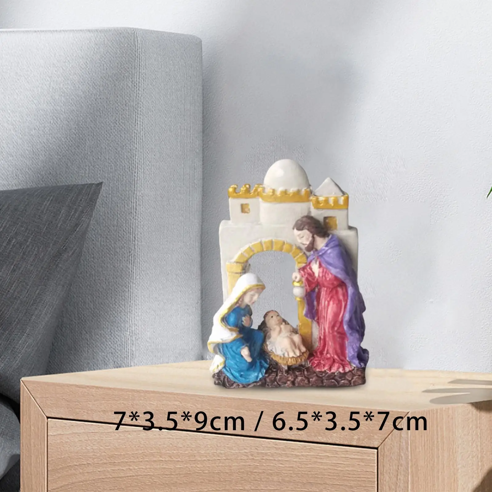 Статуетка на Св. Семейство Коледен Коледен Комплект за Празнични аксесоари за Дома Настолни Подаръци Изображение 0