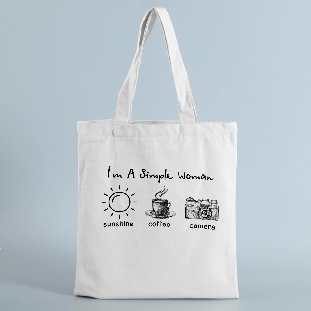 Аз съм Просто една жена, на Слънцето, на Кафе, на Торби за Многократна употреба За Пазаруване, Холщовая Чанта, Голям Голям Сгъваема Еко чанта, дамска чанта За пазаруване Изображение 1