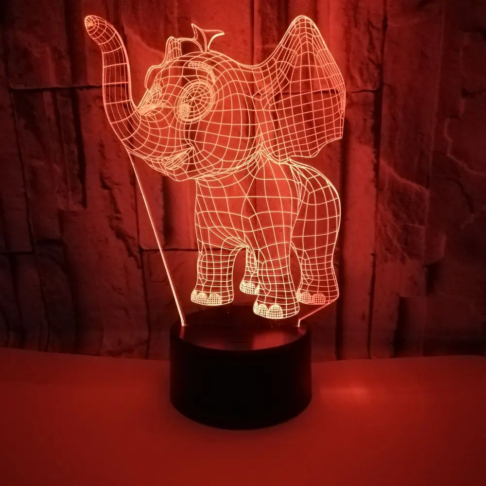 Нощни Светлини Iovely Elephant 3D Led Нощни лампи Подарък За Рожден Ден Новост Led Лампа за домашни Любимци 7 Цветни променящи се Led Сензорни Настолни Лампи Изображение 0