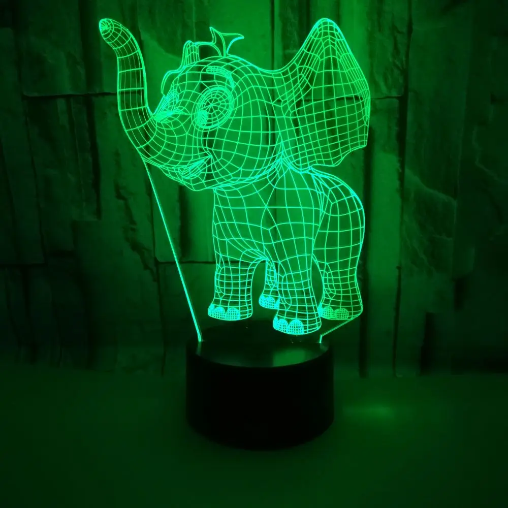 Нощни Светлини Iovely Elephant 3D Led Нощни лампи Подарък За Рожден Ден Новост Led Лампа за домашни Любимци 7 Цветни променящи се Led Сензорни Настолни Лампи Изображение 4