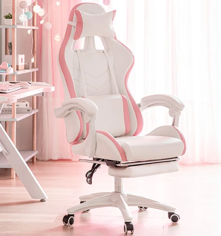AOLIVIYA Игри Стол Розово За Момичета Домашен Спускащите се от Удобен Въртящ се Офис Стол За Почивка, Игра Компютърен Стол ShuangHong 2023 Изображение 1