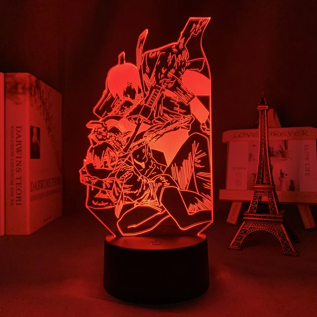 Аниме Led Лампа Резачка Човек за Украса Спални лека нощ, Подарък За Рожден Ден Декор Тенис на 3d Лампа Резачка Човек Изображение 2