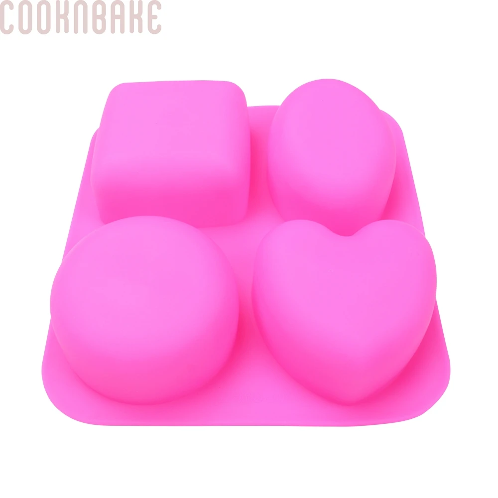 COOKNBAKE Овални силиконова форма за Торта Форма за печене във формата на сърце ръчно изработени сапуни Кръг желе тава за пудинг форма за печене на хляб 4 дупки Изображение 5