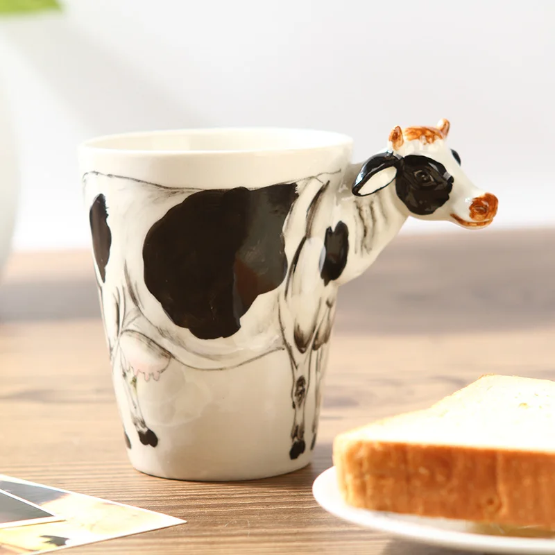 Безплатна доставка, Първата стереоскопическая 3D ръчно рисувани керамични чаши за домашни любимци, крави, чаши, чаши, мляко. Изображение 0