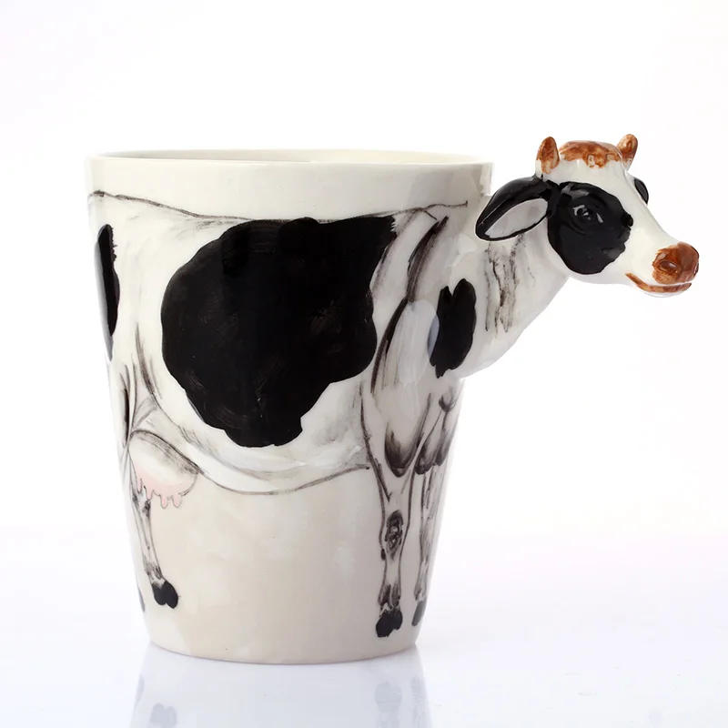 Безплатна доставка, Първата стереоскопическая 3D ръчно рисувани керамични чаши за домашни любимци, крави, чаши, чаши, мляко. Изображение 1