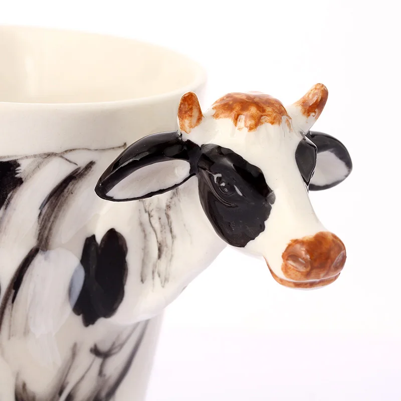 Безплатна доставка, Първата стереоскопическая 3D ръчно рисувани керамични чаши за домашни любимци, крави, чаши, чаши, мляко. Изображение 2