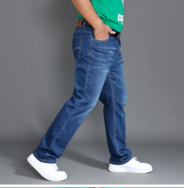 Дънки За Мъже Пролет-Дълги Панталони Плюс Размер С Висока Талия Еластични, Леки Летни Дънкови Панталони Smart Casual Jean Изображение 0