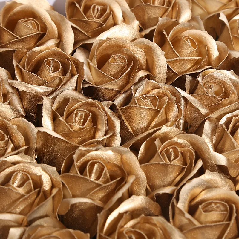 50шт Златното Сапун Цвете Роза Корона Цвете САМ Подарък Кутия за Декорация, Подарък за Свети Валентин, Сватбен Букет Рози от Изкуствени Цветя Изображение 5