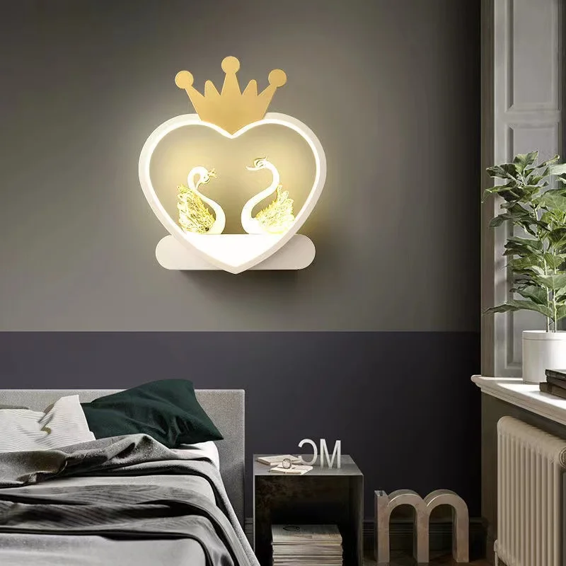 Led монтиран на стената Лампа Сърцето на Короната, с монтиран на стената Лампа на Стълба Преминаване Детска Спалня Хол Украса LED Модерен Минималистичен Лампа За Съхранение Изображение 2