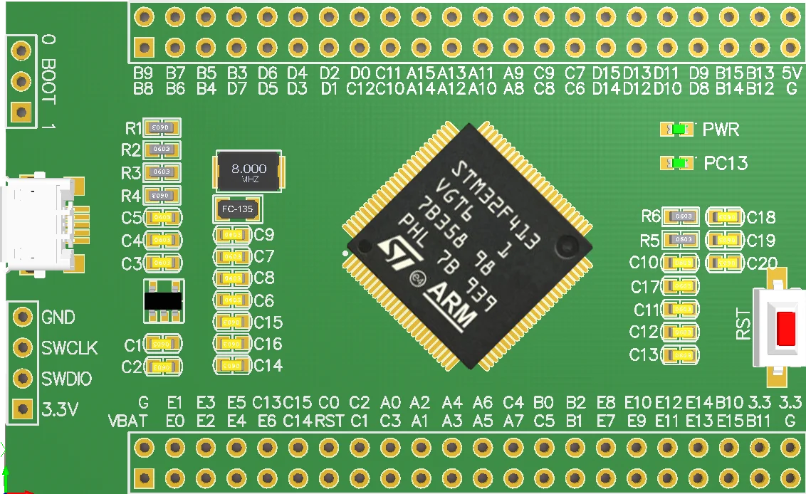 Stm32f413vgt6 Основна такса Висока производителност Микроконтролер F413 Високопроизводителния Прогнозна такса Изображение 1