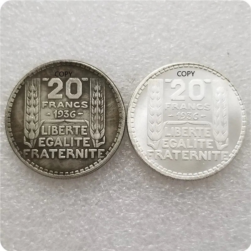Френски 1936 сребърно покритие Айде са подбрани Монета за Подарък Щастлив Предизвикателство Монета КОПИЕ МОНЕТИ Изображение 0