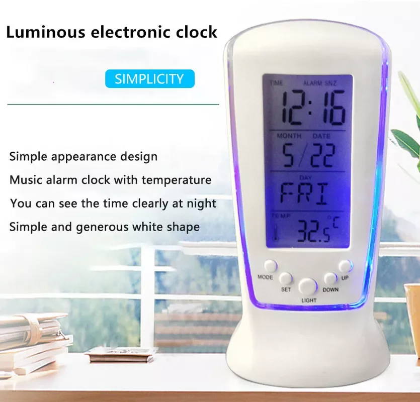 Дигитален Календар на Температурата LED Цифров часовник със Синя подсветка Електронен Календар Термометър Led Часовник С течение на Времето Изображение 0