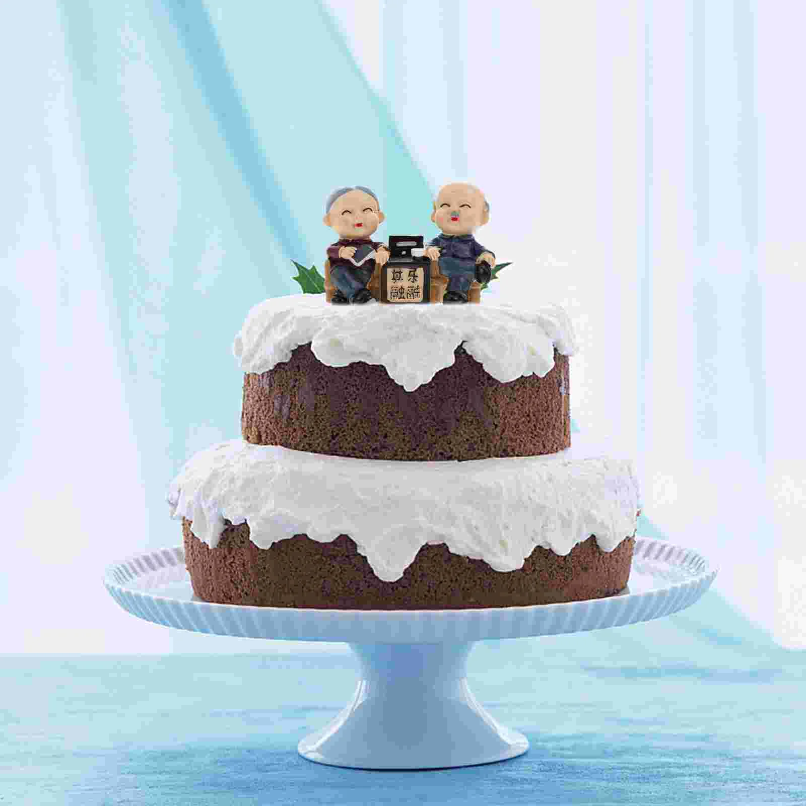Сватбена Двойка Възрастни Статуи Статуетка Статуетка Украса На Тортата Couplescraft Годишнина Украса От Смола Украса Хора Изображение 3