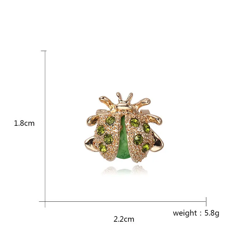 Карикатура творчески бръмбар брошка сплав планински кристал дамски насекоми корсаж аксесоари за дрехи Изображение 5
