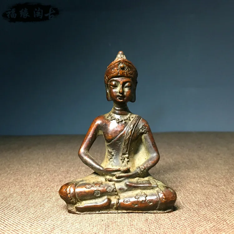 коледна колекция от бронзови антични будистки статуи на Шакямуни от древната чиста мед Изображение 0