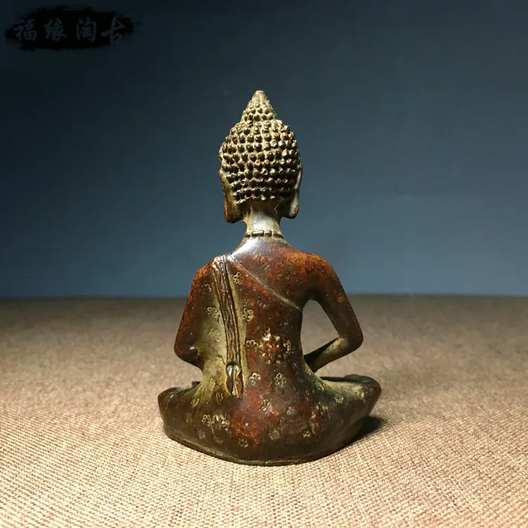 коледна колекция от бронзови антични будистки статуи на Шакямуни от древната чиста мед Изображение 1