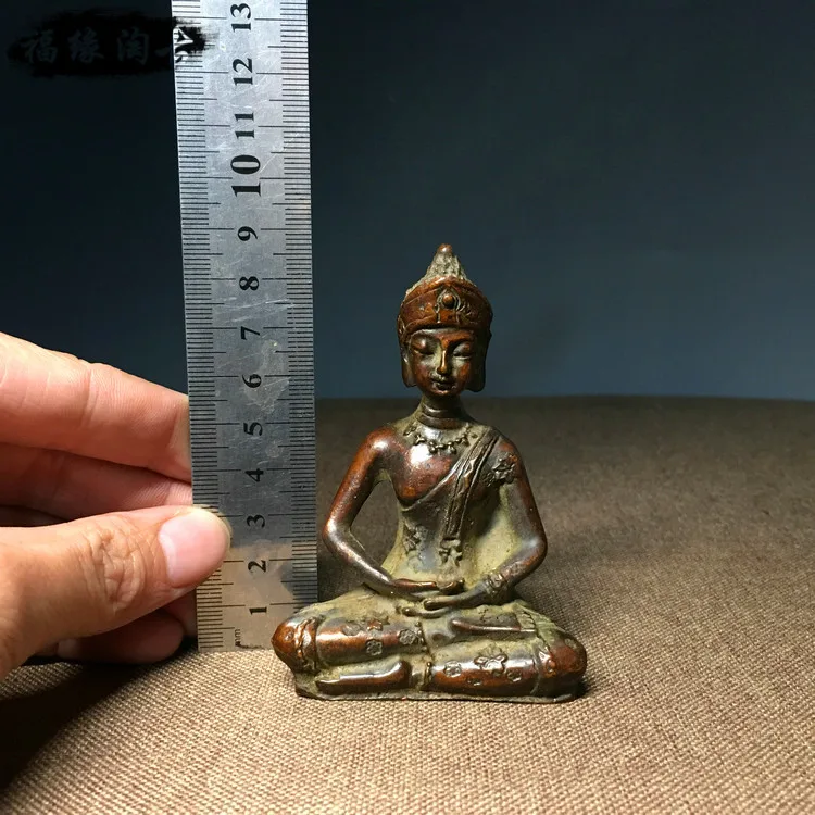 коледна колекция от бронзови антични будистки статуи на Шакямуни от древната чиста мед Изображение 4
