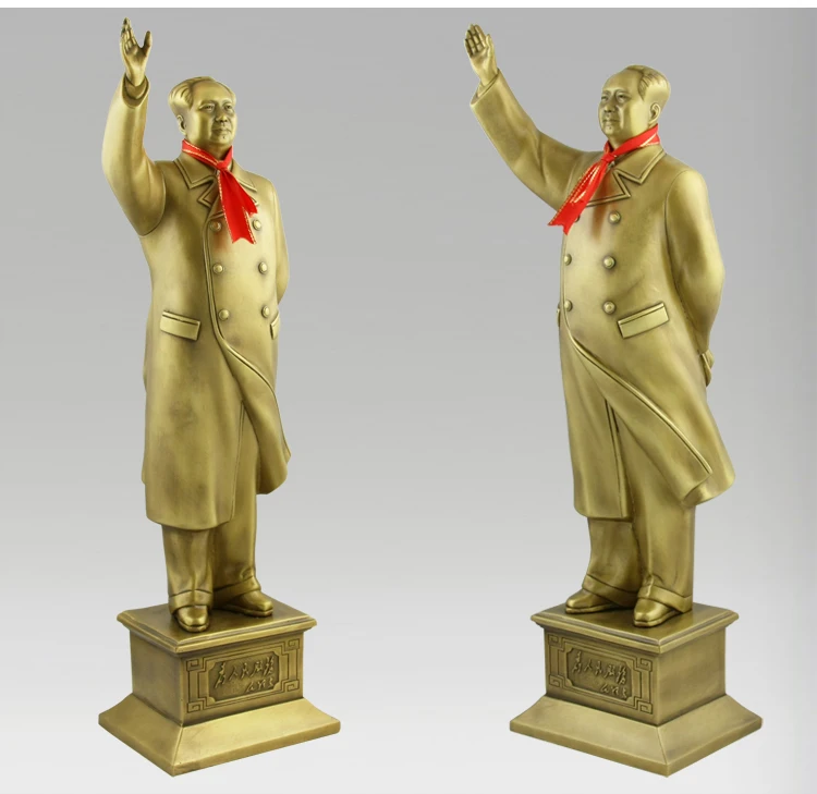 КИТАЙ Характерен подарък Председателят Мао е великият лидер ДОМАШЕН ОФИС Правителството предприятие маса късмет медни Декоративна статуя Изображение 2