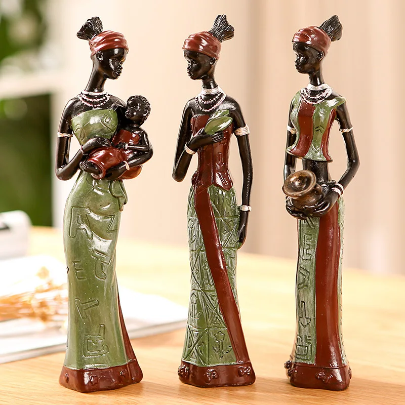 [MGT] Креативна Ретро Африканска Жена Украса от Смола Африка Герой Декорация на дома, Занаяти Статуя Украса Изображение 0