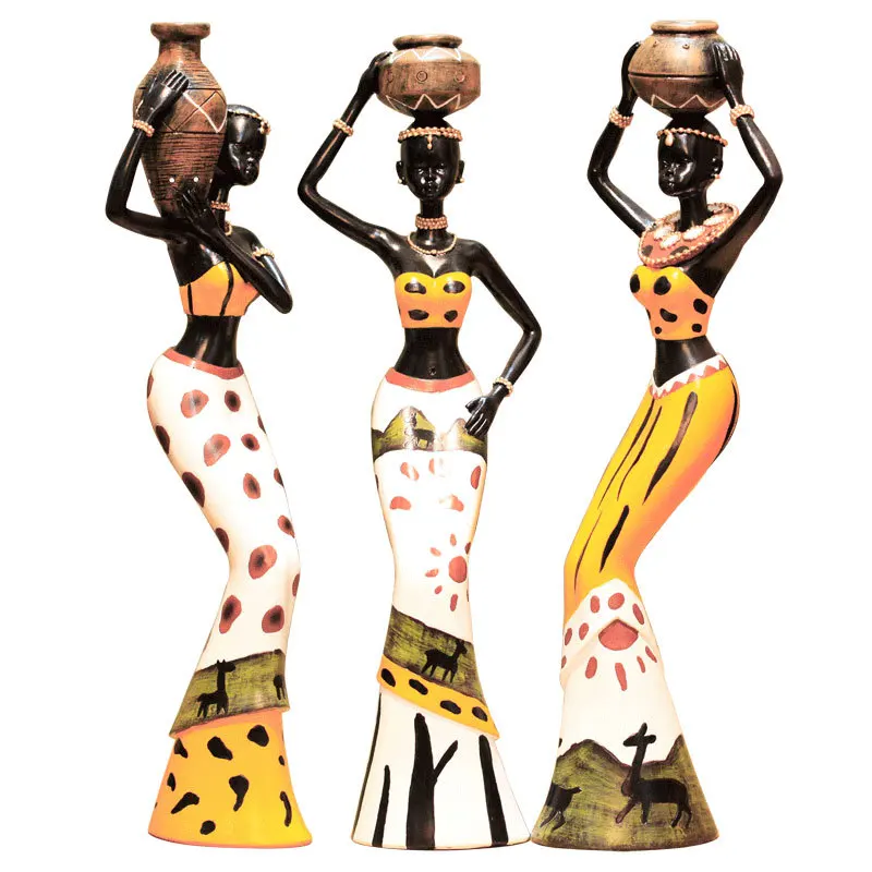 [MGT] Креативна Ретро Африканска Жена Украса от Смола Африка Герой Декорация на дома, Занаяти Статуя Украса Изображение 2