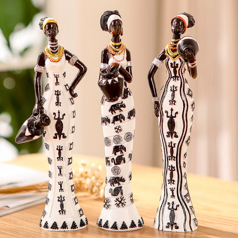 [MGT] Креативна Ретро Африканска Жена Украса от Смола Африка Герой Декорация на дома, Занаяти Статуя Украса Изображение 3