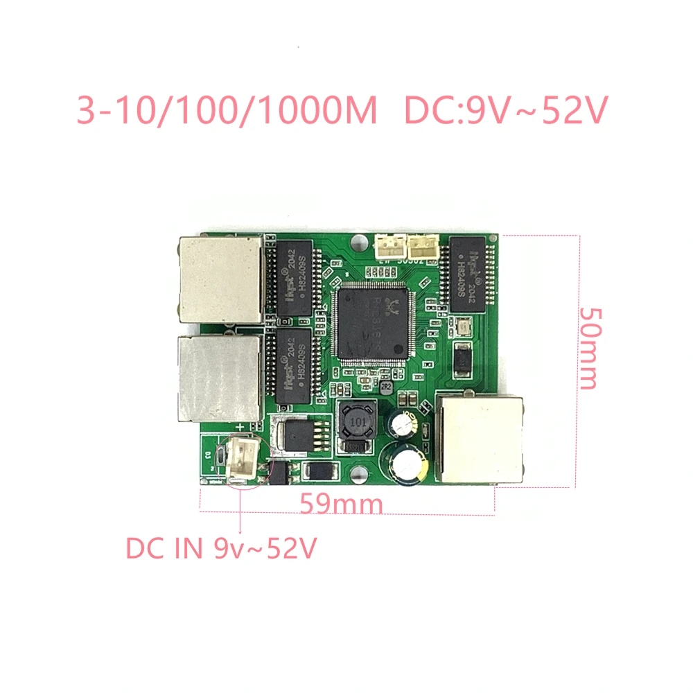 10/100/1000 M 5 портове и конектори gigabit Ethernet комутатор интегриран модул DC 5 12 16 18 24 36 48 В 1A-3A В Промишлен Ethernet switch Изображение 1