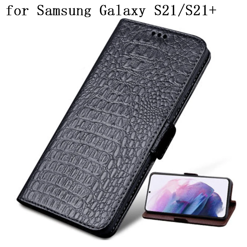 Луксозна Естествена Кожа за Samsung Galaxy S21, една Чанта-портфейл с Отделения за Карти, Калъф за Телефон Samsung Galaxy S21 + S21 Ultra Изображение 0