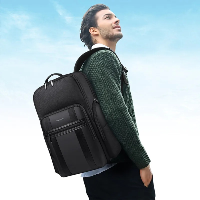 Раница мъж с голям капацитет, ежедневни бизнес пътна мъжка чанта за компютър, модерна мъжка чанта, младежки мъжки раница WILLIAMPOLO Изображение 5