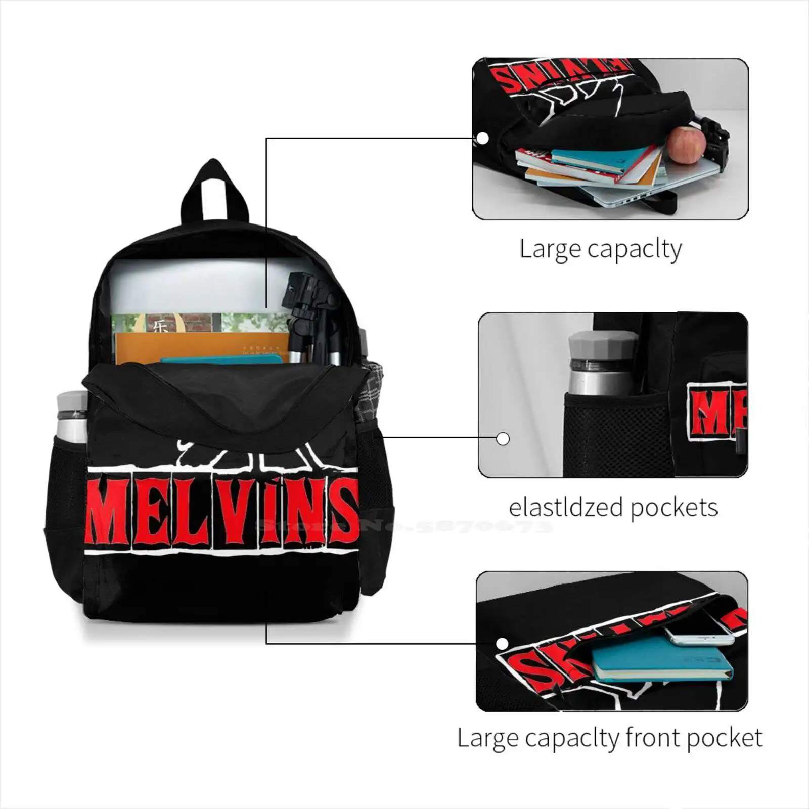 Melvins - культовая пънк-алт-рок-група в началото на 1990-те години. Пътни чанти за лаптоп с модерен Раница с голям капацитет Изображение 3