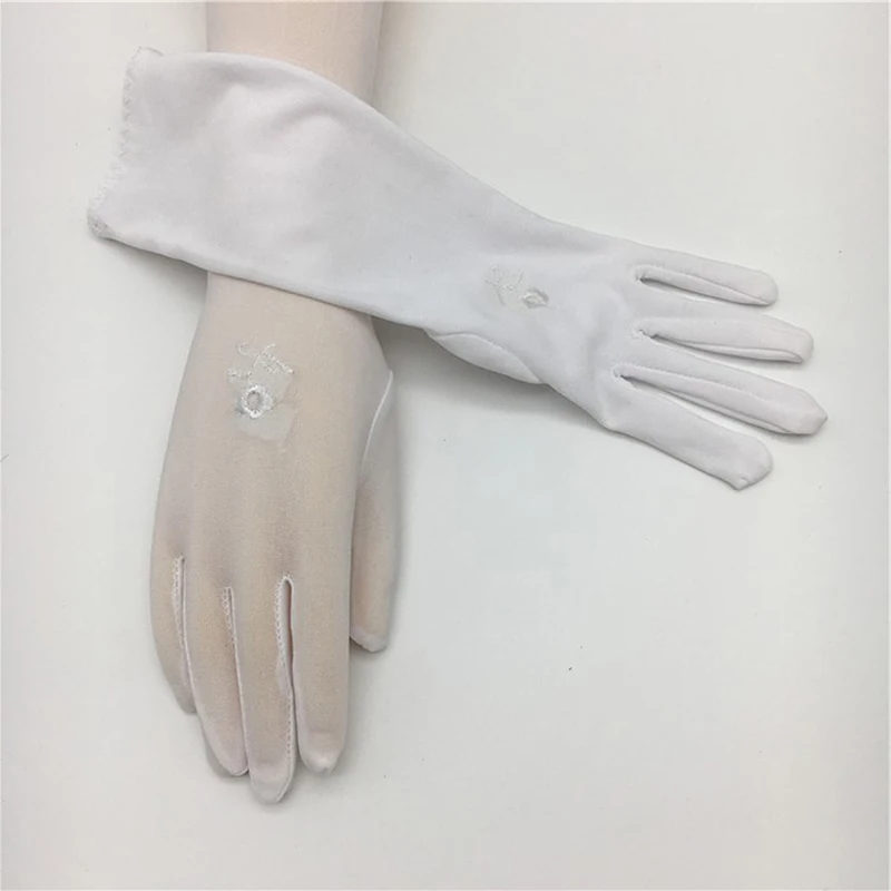 Дамски Тънки Еластични Ръкавици За Етикет със Средна дължина, Летни Дамски Слънчеви Ръкавици С Бродерия, Аксесоари За Шофиране на Кола Изображение 4