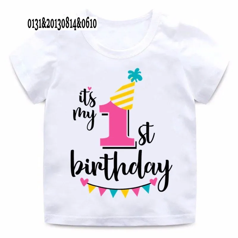 Момичета честит Рожден Ден Номер 1-7 Тениска С Писмото Принтом Детски Тениски Годишна Сладка Облекло Деца Забавен Подарък За Рожден Ден Номер тениска Изображение 0