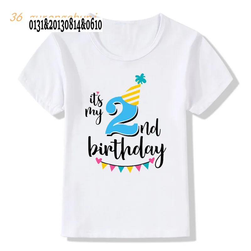 Момичета честит Рожден Ден Номер 1-7 Тениска С Писмото Принтом Детски Тениски Годишна Сладка Облекло Деца Забавен Подарък За Рожден Ден Номер тениска Изображение 3