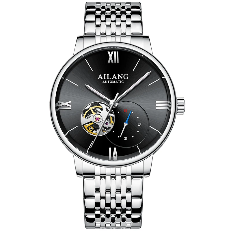 AILANG 2022 нов мъжки часовник автоматично механични часовници прости бизнес автентични маркови мъжки часовник с метална каишка в ултра-тънък Изображение 5