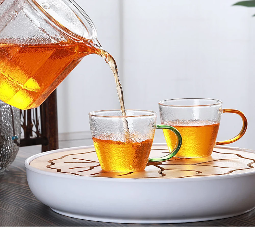 Молотковое зърно стъклена чаена чаша домакински удебелена термостойкая чаена чаша стъклена чай Кунг-фу, китайска чаена чаша Изображение 2