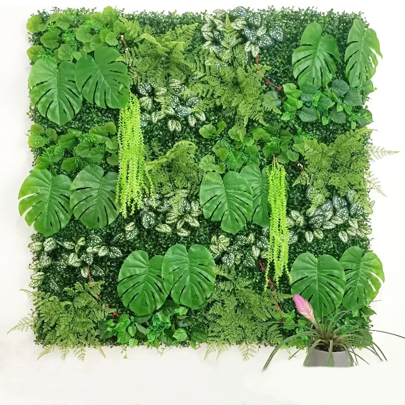 60x40 см Изкуствени Растения Стени Тропически Палмови Листа Тревата Фалшиви Листа на Монстера Пасища Пластмаса Зелена Морава за Сватбена Градина Изображение 0