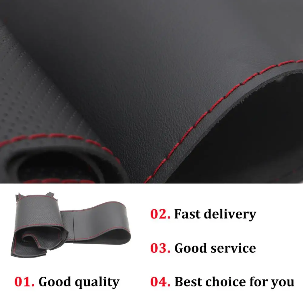 Изработена ръчно черен Калъф за Волана на колата от естествена кожа за Seat Leon (5Е) 2013-2020 / Toledo 2014-2015 /Arona 2017-2021 Изображение 5