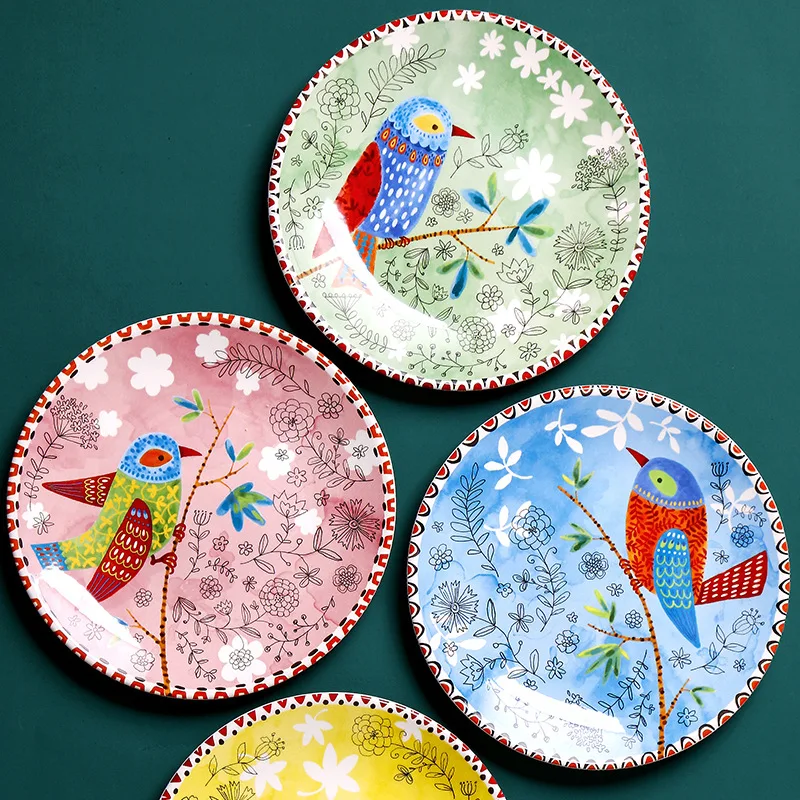 коледна керамични съдове, креативна кръгла глазура, китайски цветен ресторант, битова японската керамична плоча, плоча за плодов вода Изображение 0