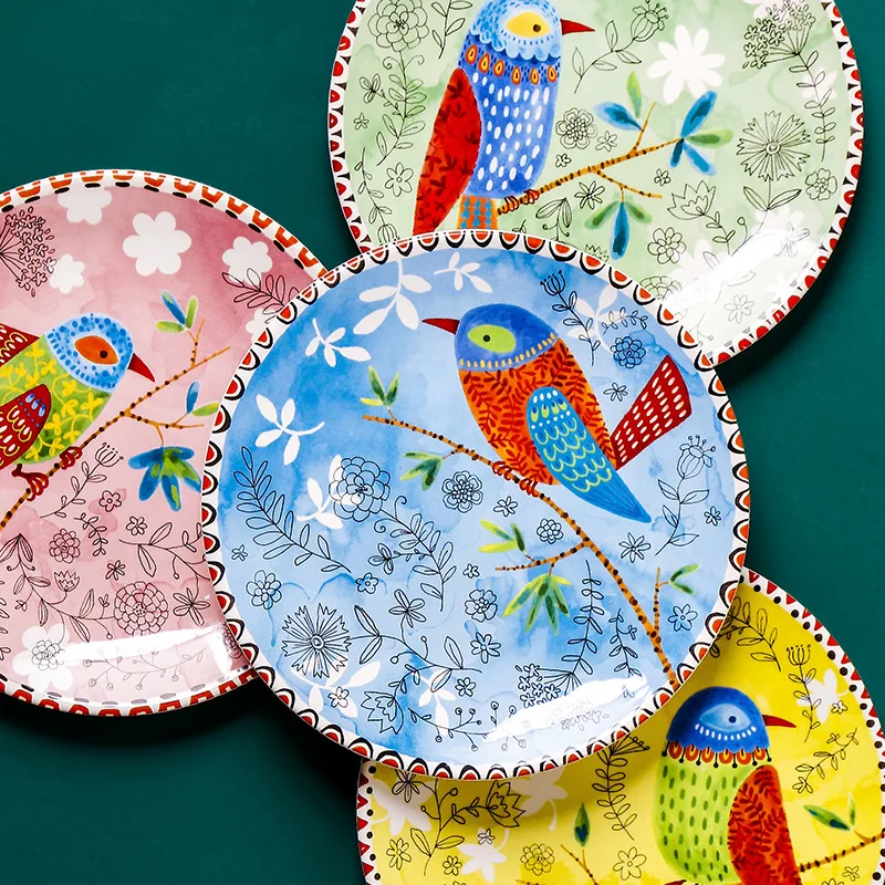 коледна керамични съдове, креативна кръгла глазура, китайски цветен ресторант, битова японската керамична плоча, плоча за плодов вода Изображение 2