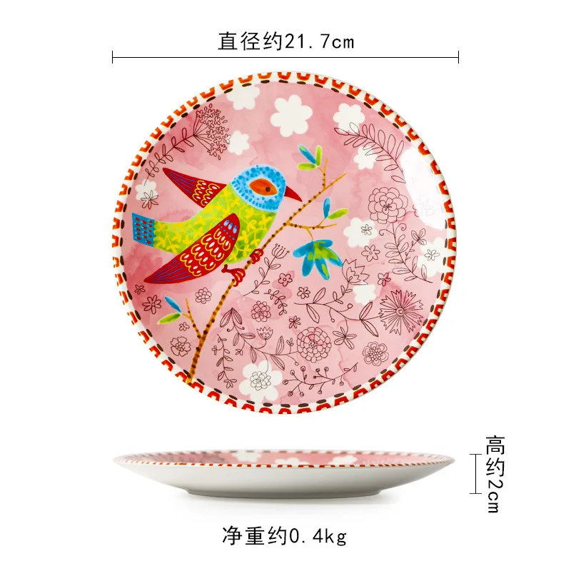 коледна керамични съдове, креативна кръгла глазура, китайски цветен ресторант, битова японската керамична плоча, плоча за плодов вода Изображение 5