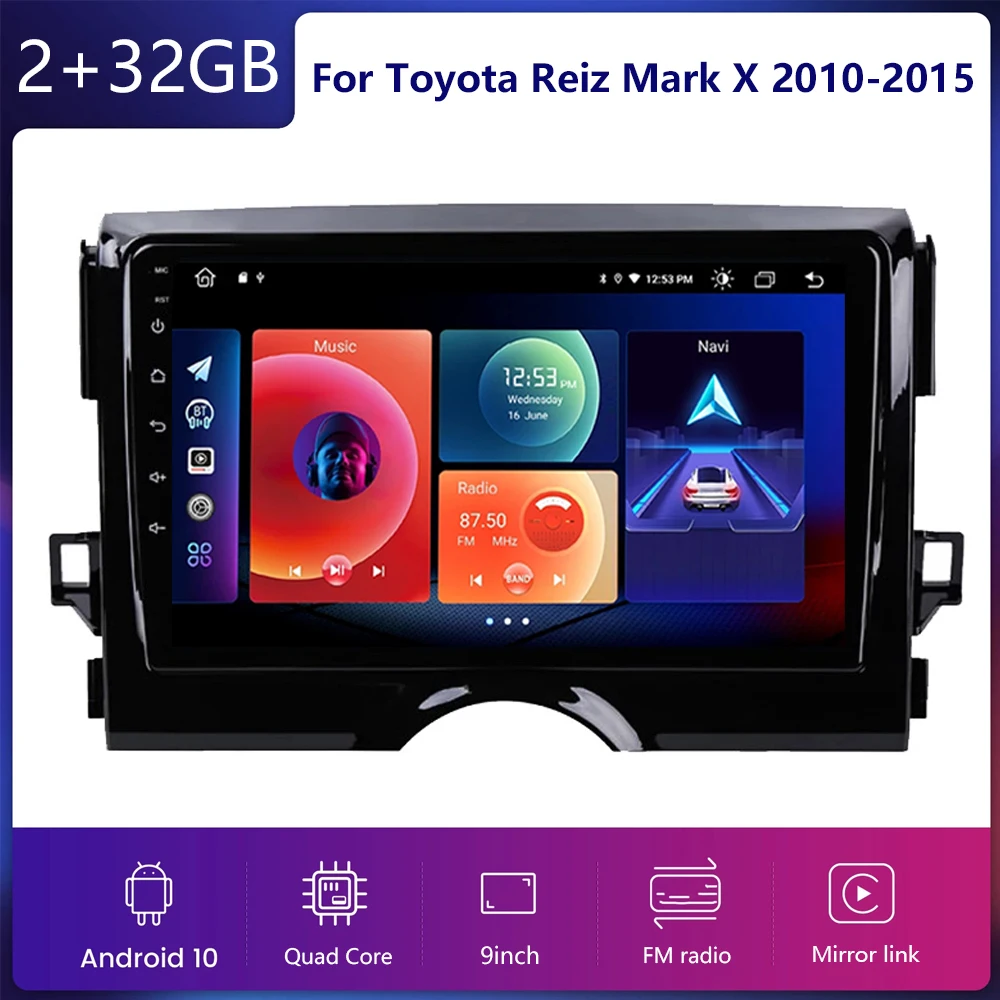 За Toyota Reiz 2010-2015 Кола Стерео Радио GPS Навигатор 2 GB RAM памет И 32 GB ROM Авторадио 2Din Android 11 Мултимедиен плеър 2Din Изображение 0