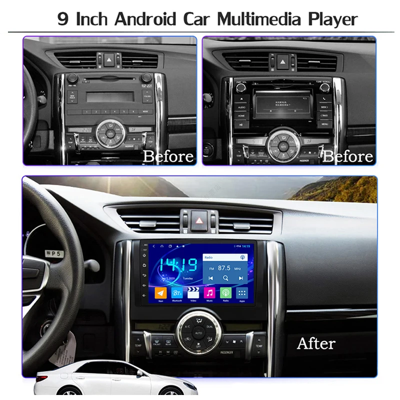 За Toyota Reiz 2010-2015 Кола Стерео Радио GPS Навигатор 2 GB RAM памет И 32 GB ROM Авторадио 2Din Android 11 Мултимедиен плеър 2Din Изображение 2