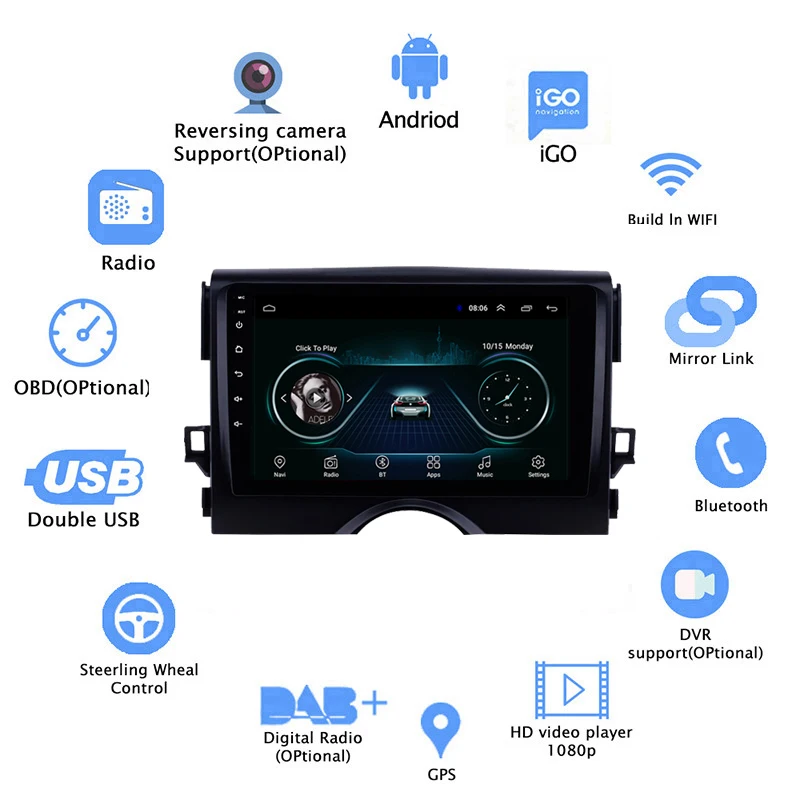 За Toyota Reiz 2010-2015 Кола Стерео Радио GPS Навигатор 2 GB RAM памет И 32 GB ROM Авторадио 2Din Android 11 Мултимедиен плеър 2Din Изображение 4