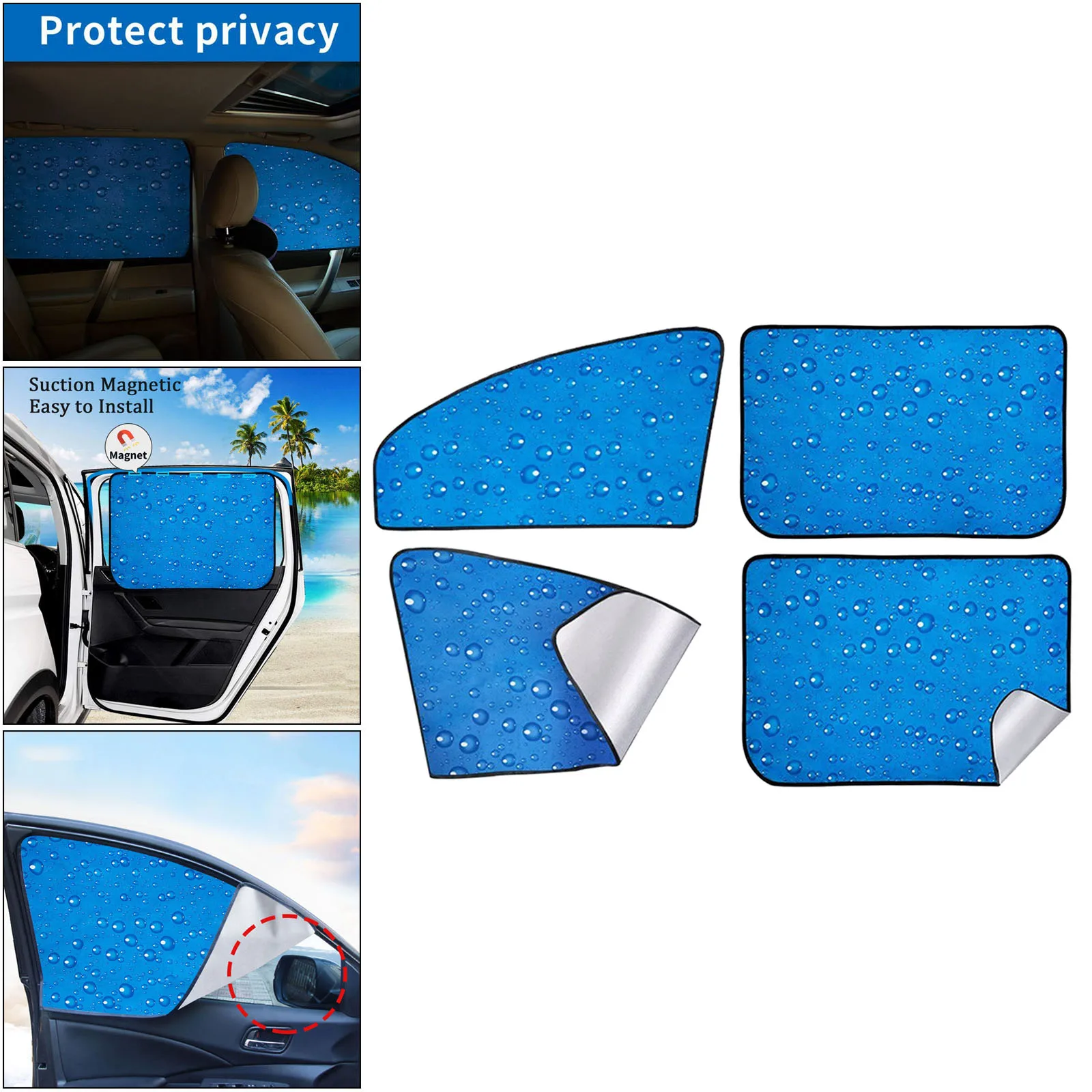 Комплект от 4 комплекти автомобилни Магнитни слънчеви очила на Предното и Задното странично стъкло, Защита от uv, устойчив материал премиум-клас Изображение 2