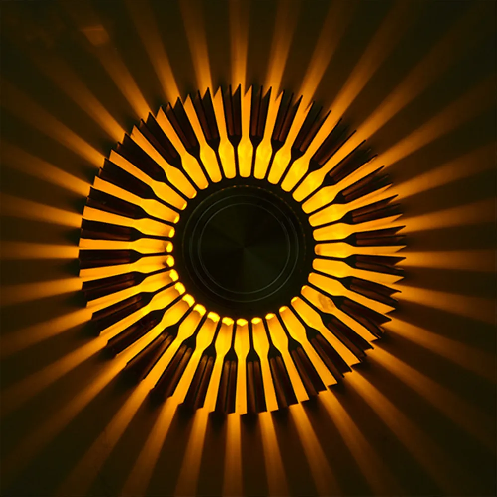 Вътрешно осветление 3 W Led осветление Стена на Слънчогледа Прожекционни Лъчи Стенни Аплици AC110V/220V Цветни Led осветление Стена Жълт/Син/Червен Изображение 5