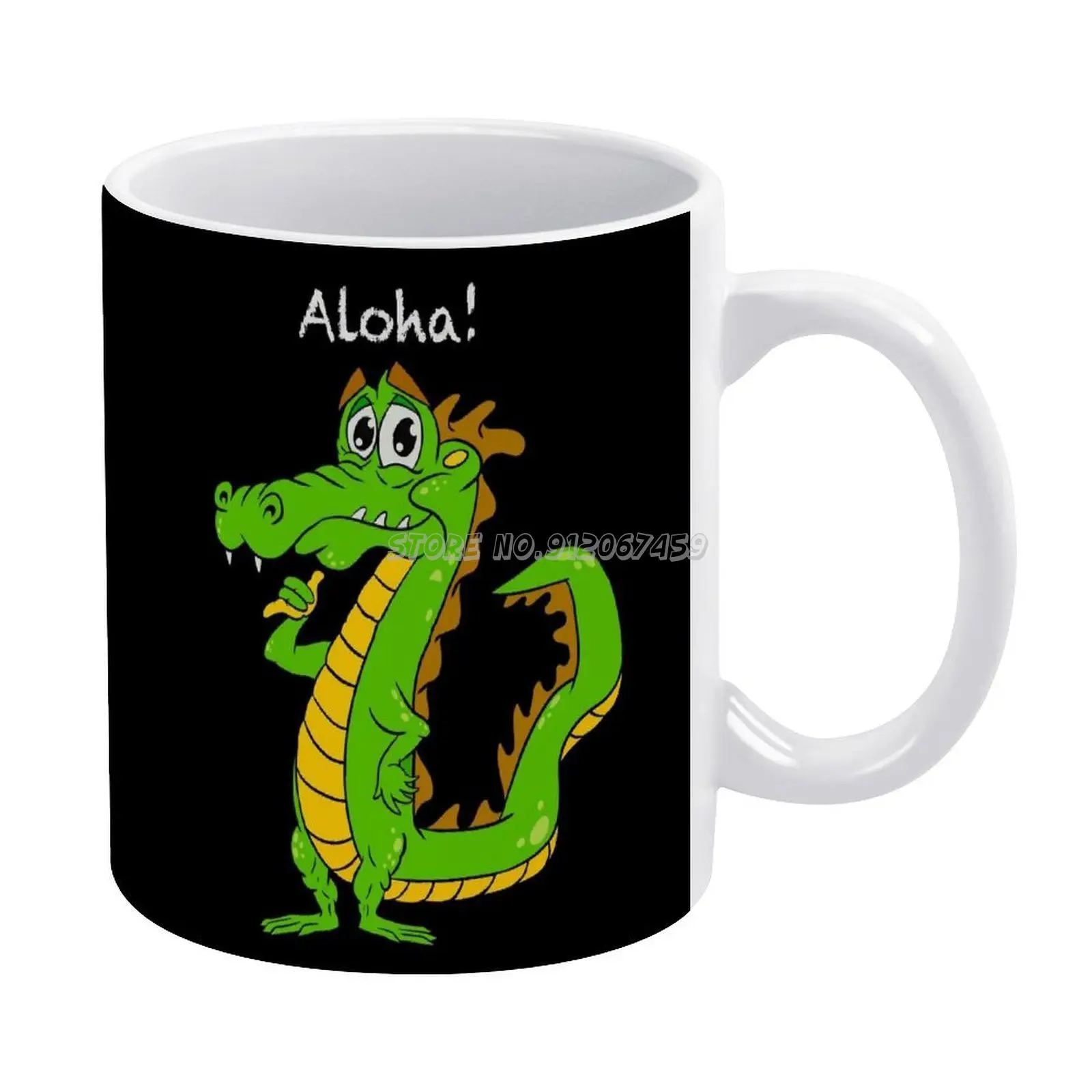 Чаши за кафе Aloha Dragon 330 мл, Креативна Пътна Чаша и Чашата, Офис Посуда за Напитки, Чаши Tazza, Влечугите са Студенокръвни Алоха, Хавайски Хумор Изображение 0