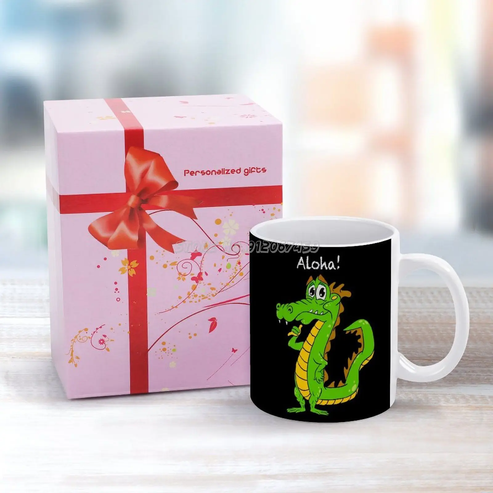 Чаши за кафе Aloha Dragon 330 мл, Креативна Пътна Чаша и Чашата, Офис Посуда за Напитки, Чаши Tazza, Влечугите са Студенокръвни Алоха, Хавайски Хумор Изображение 2