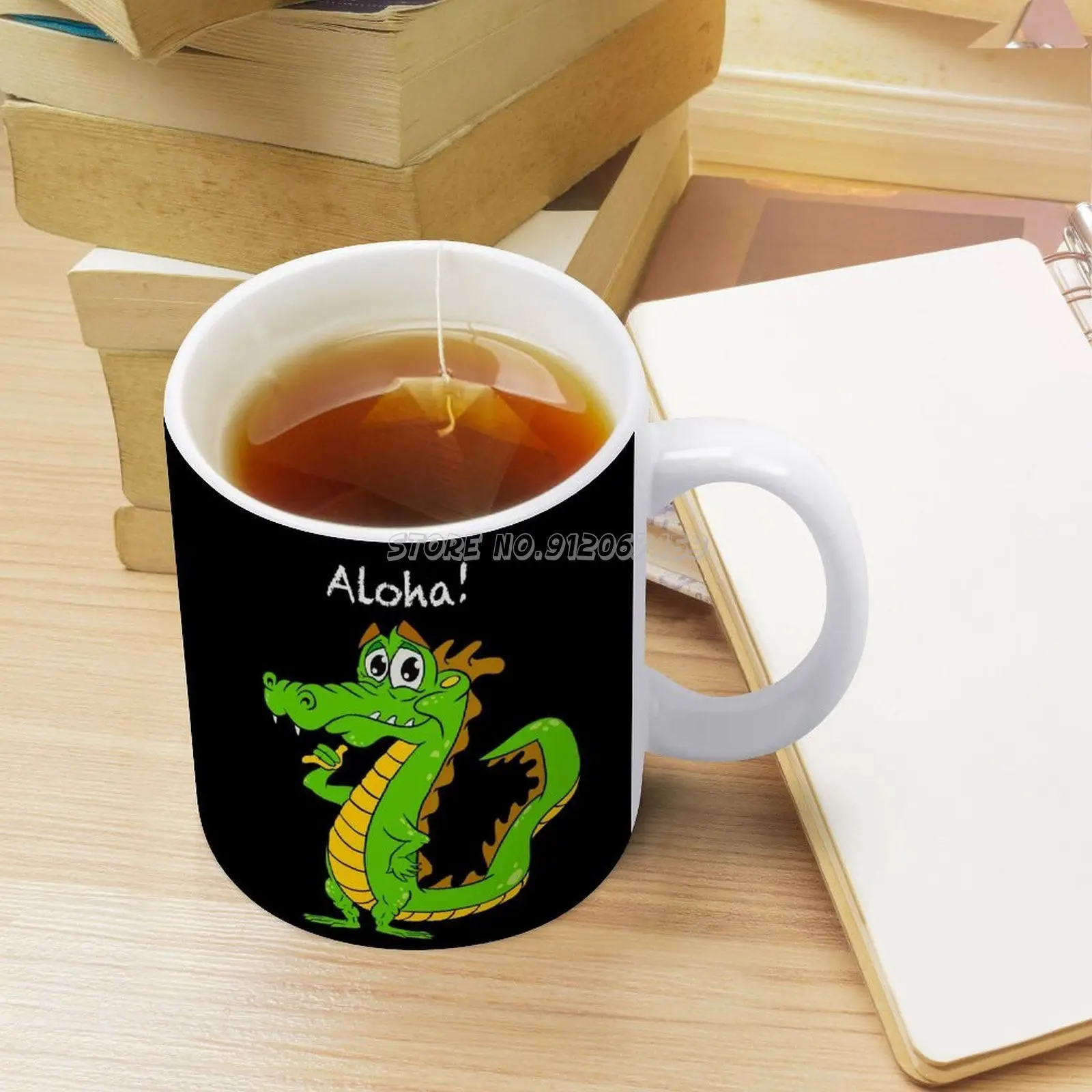 Чаши за кафе Aloha Dragon 330 мл, Креативна Пътна Чаша и Чашата, Офис Посуда за Напитки, Чаши Tazza, Влечугите са Студенокръвни Алоха, Хавайски Хумор Изображение 3