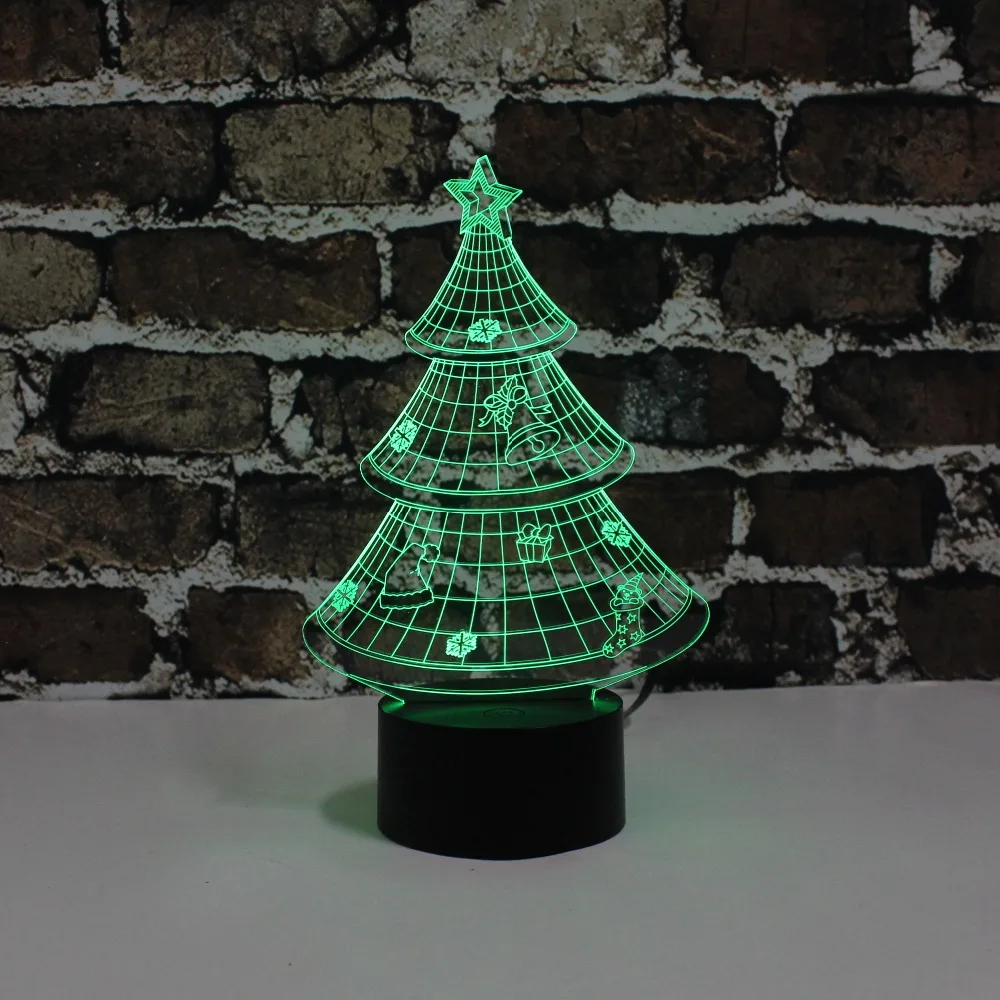 YJM-2823 Коледни Подаръци, Коледна елха 3D Led Нощни лампи Атмосфера, Празнични Аксесоари Осветление за Интериор за Свети Валентин Изображение 0